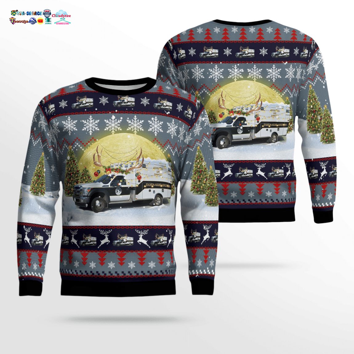 Virginia Staunton-Augusta County First Aid & Rescue Squad 3D Christmas Sweater