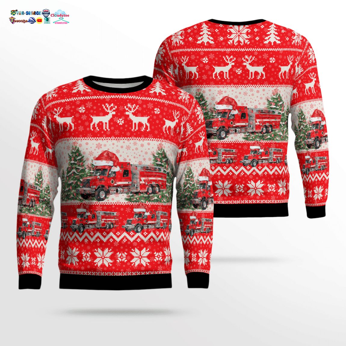Virginia Volvo Fire Brigade Tanker 33 3D Christmas Sweater - You look lazy