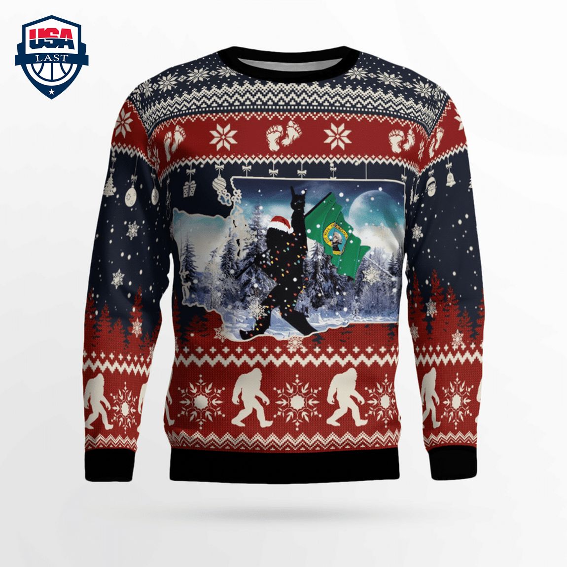 Washington Bigfoot Squatching Through The Snow 3D Christmas Sweater – Saleoff
