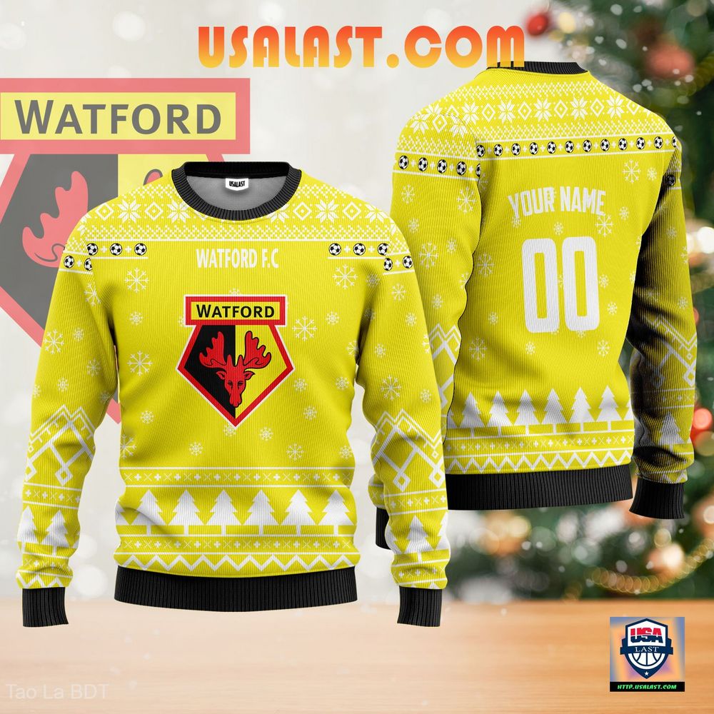 Watford F.C Personalized Ugly Sweater Yellow Version – Usalast