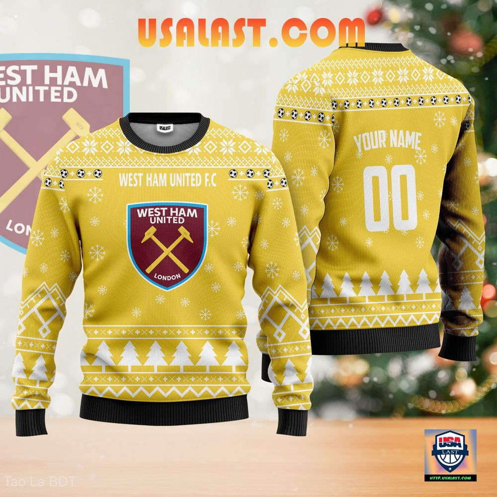 West Ham United F.C Personalized Gold Ugly Sweater – Usalast
