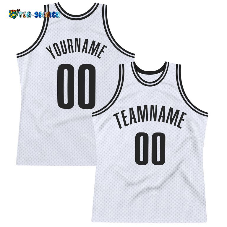 White Black Authentic Throwback Basketball Jersey – Usalast