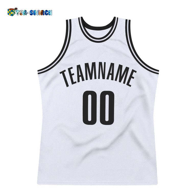 White Black Authentic Throwback Basketball Jersey - Such a charming picture.