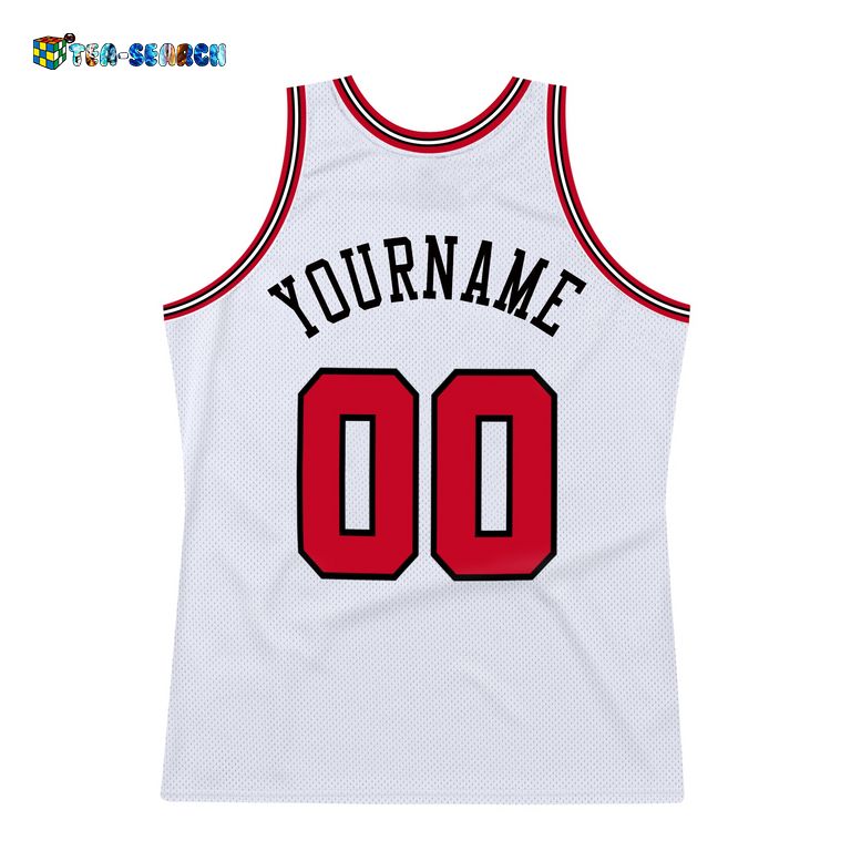 White Red-black Authentic Throwback Basketball Jersey - It is more than cute