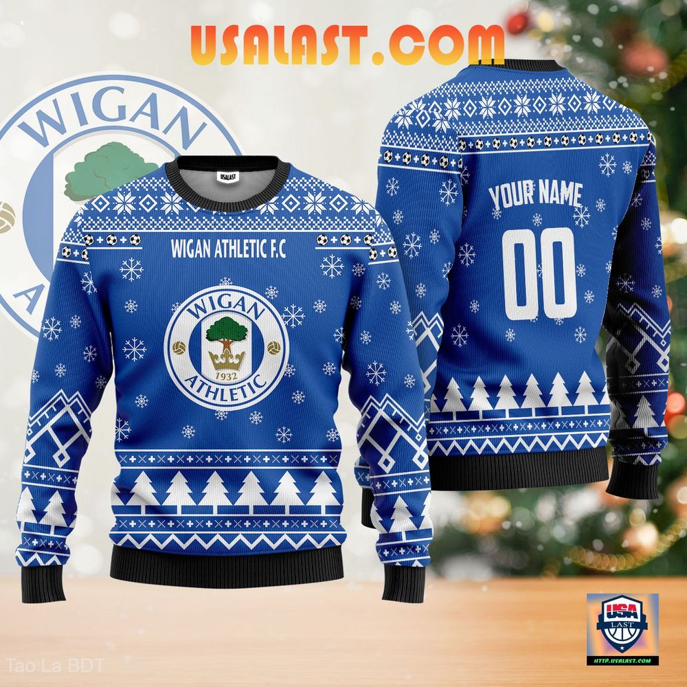 Wigan Athletic F.C Personalized Ugly Sweater Blue Version – Usalast