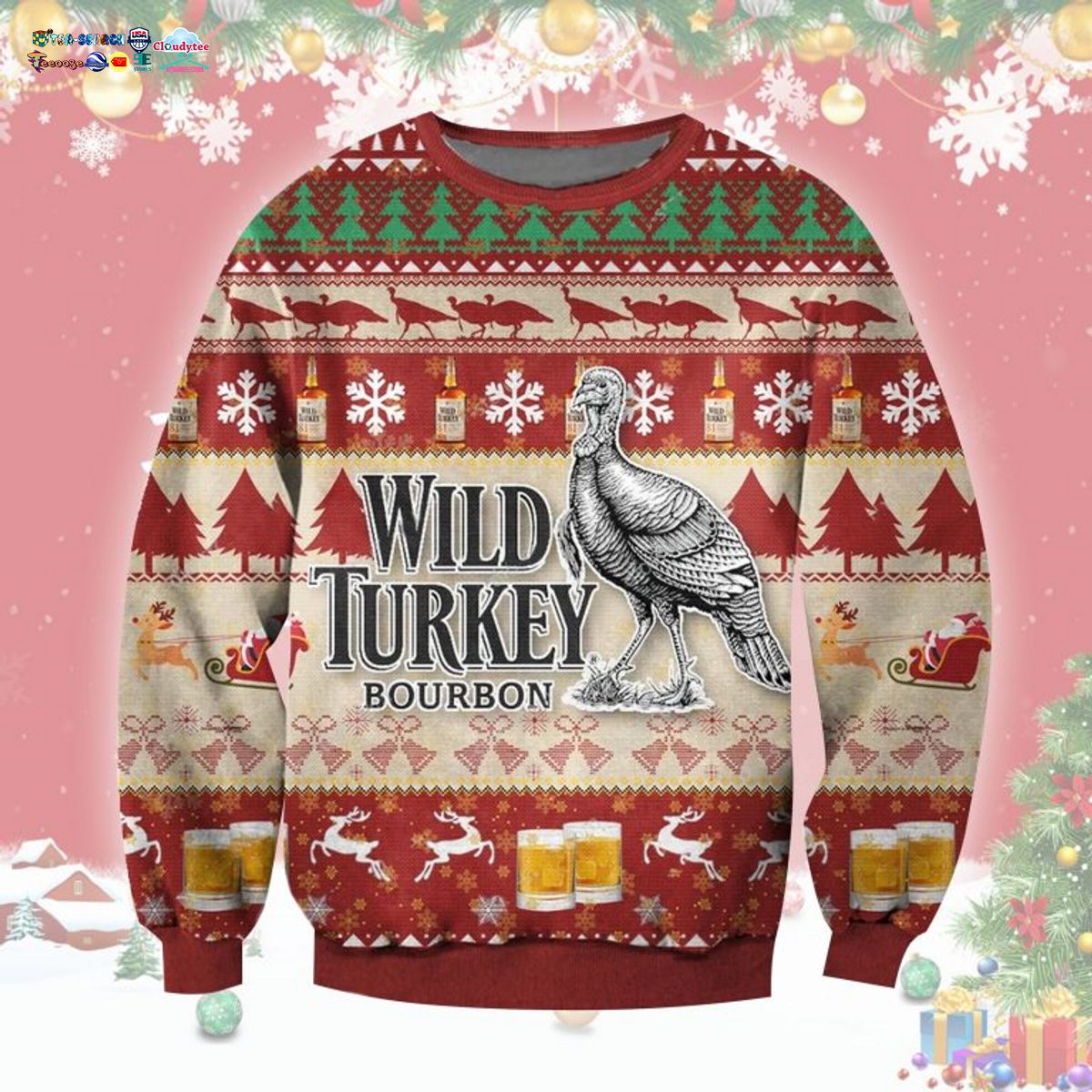 Wild Turkey Ugly Christmas Sweater