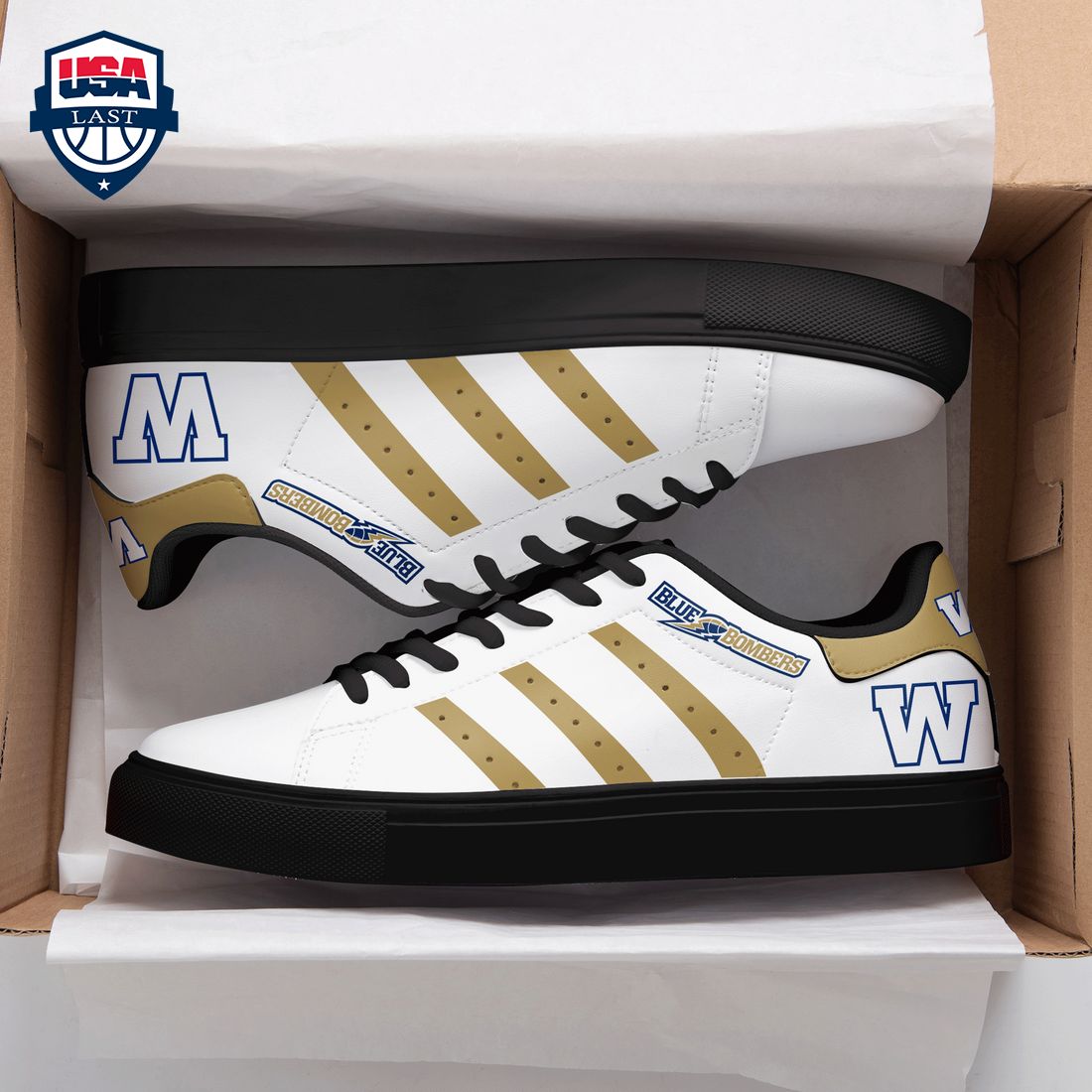 Winnipeg Blue Bombers Gold Stripes Style 1 Stan Smith Low Top Shoes – Saleoff