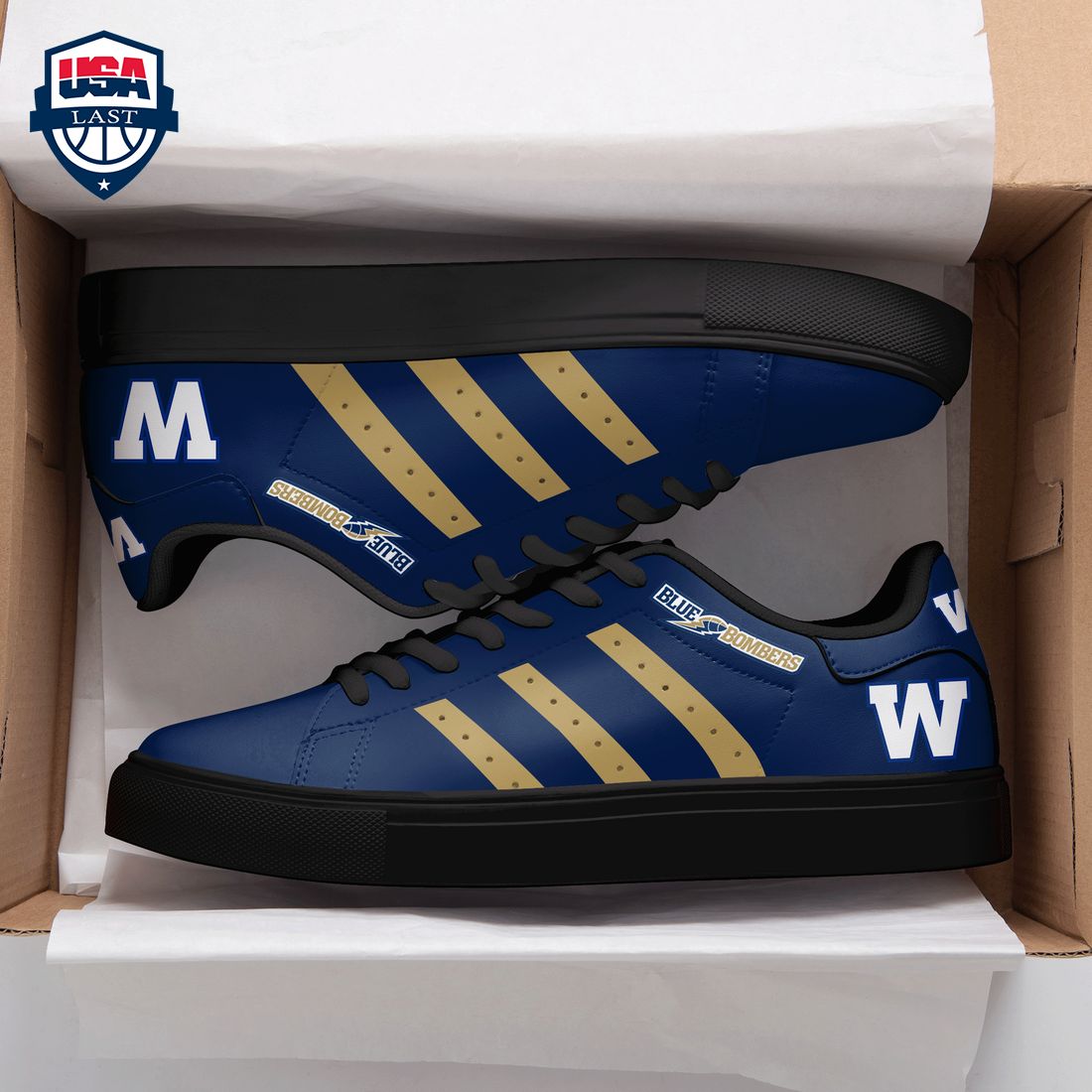 Winnipeg Blue Bombers Gold Stripes Style 2 Stan Smith Low Top Shoes – Saleoff