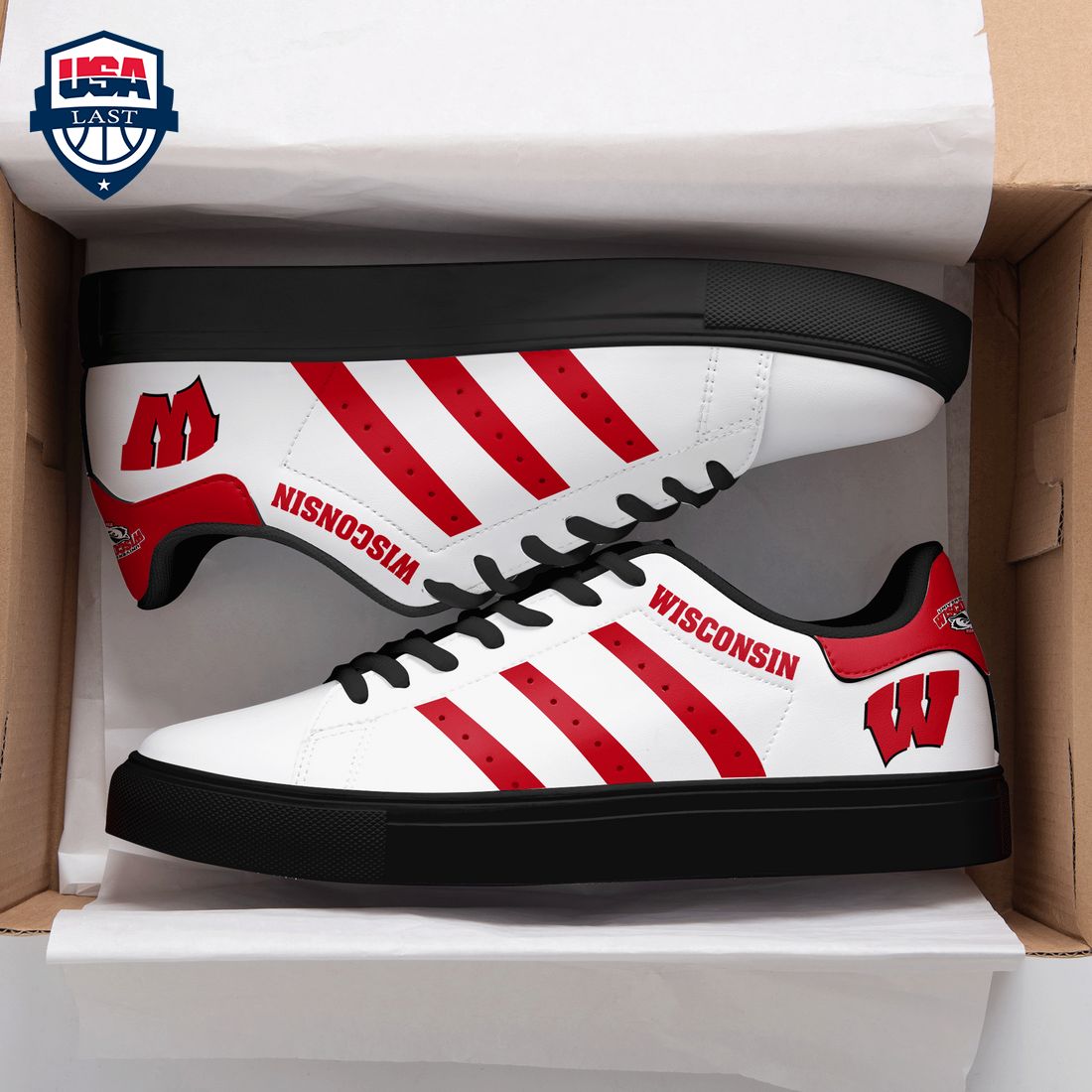 Wisconsin Badgers Red Stripes Stan Smith Low Top Shoes – Saleoff