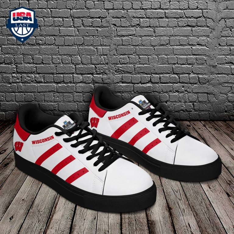 Wisconsin Badgers Red Stripes Stan Smith Low Top Shoes - Lovely smile