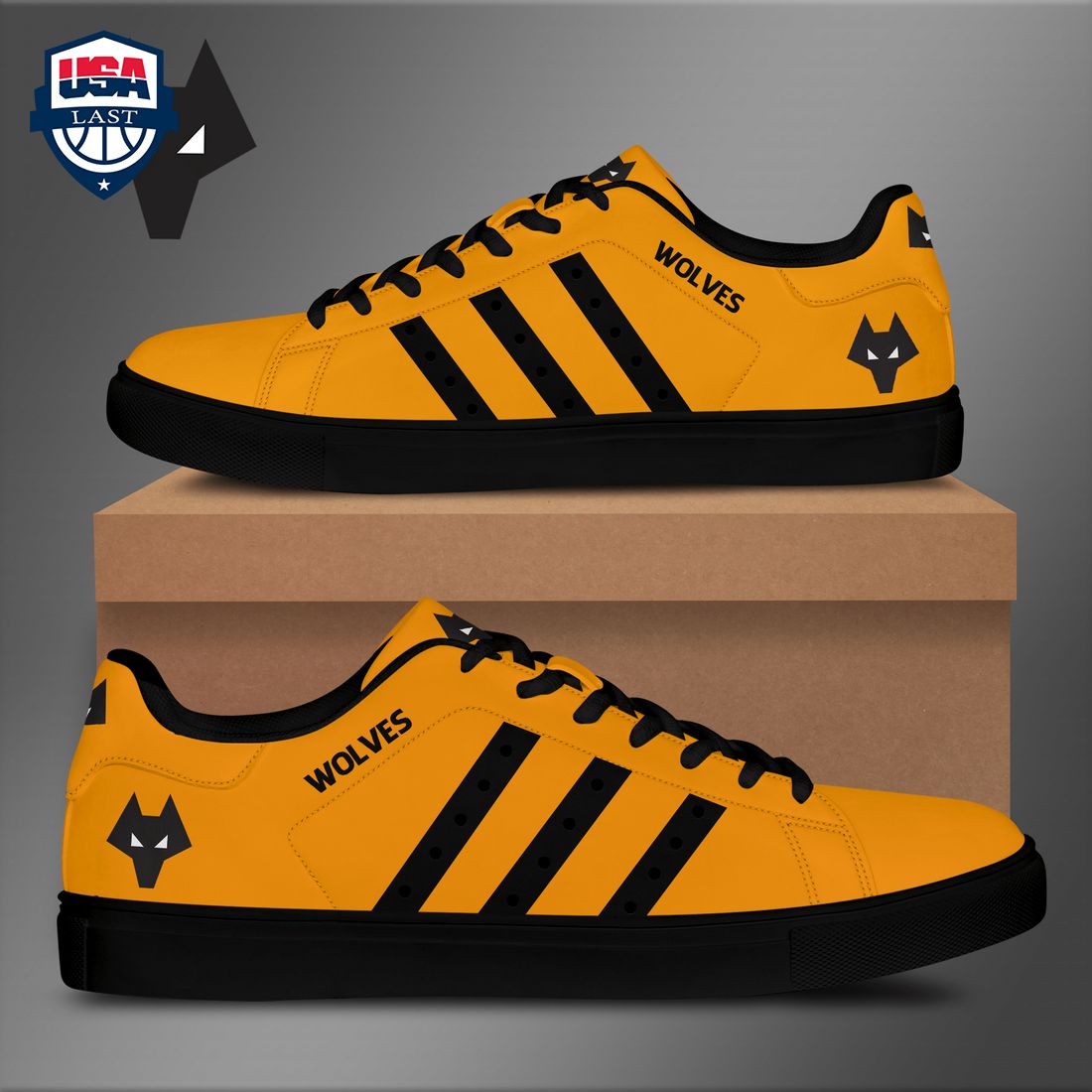 Wolvehampton Wanderers FC Black Stripes Style 2 Stan Smith Low Top Shoes – Saleoff