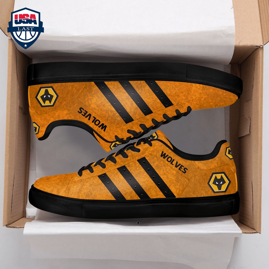 Wolvehampton Wanderers FC Black Stripes Style 3 Stan Smith Low Top Shoes – Saleoff
