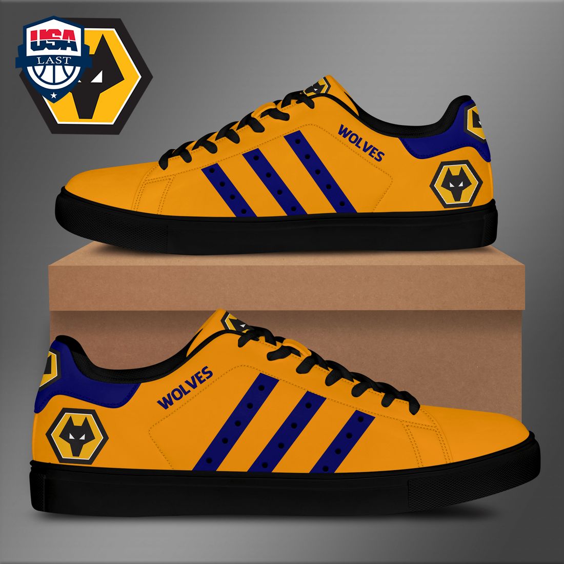 Wolvehampton Wanderers FC Blue Stripes Style 1 Stan Smith Low Top Shoes – Saleoff