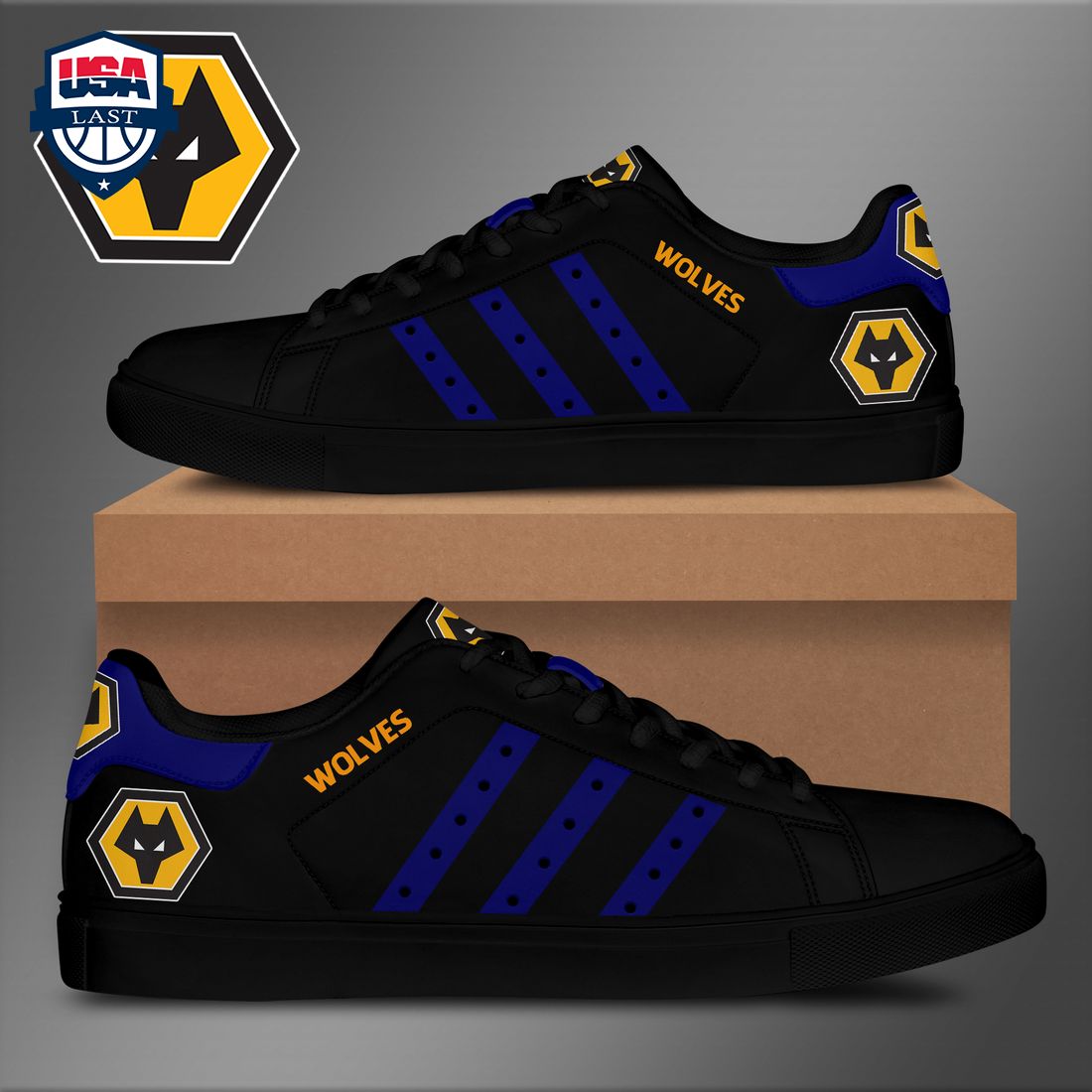 Wolvehampton Wanderers FC Blue Stripes Style 2 Stan Smith Low Top Shoes – Saleoff