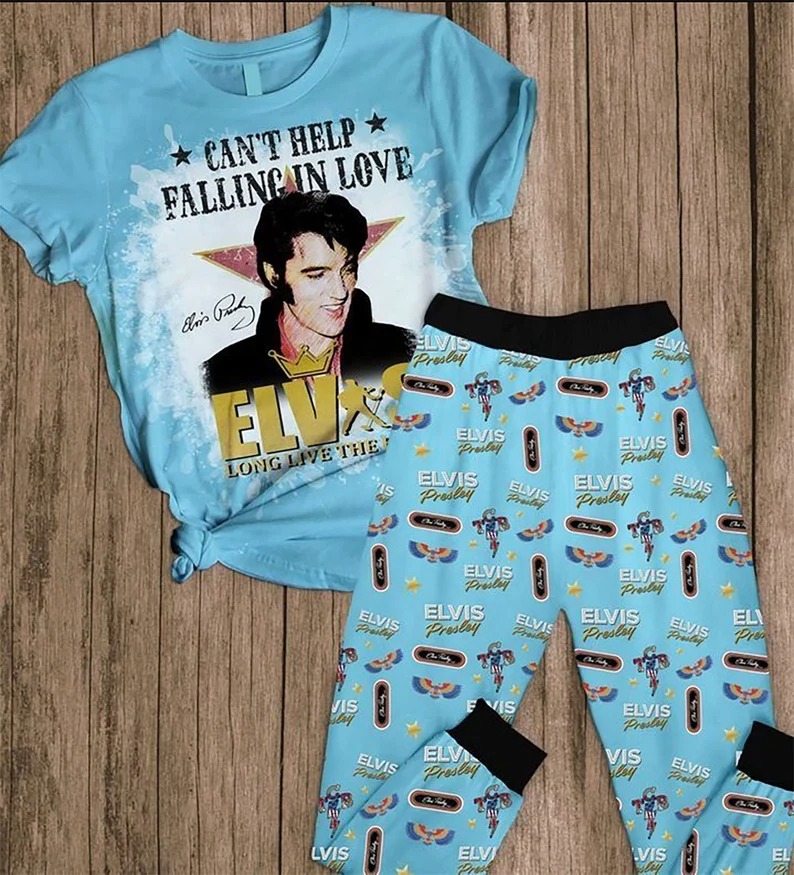 Elvis Presley Can’t Help Falling In Love Short Sleeve Pajamas Set