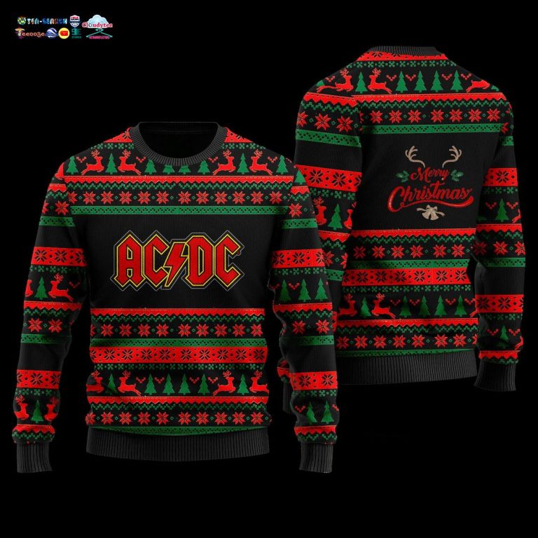 AC DC Merry Christmas Ver 2 Ugly Christmas Sweater - Super sober