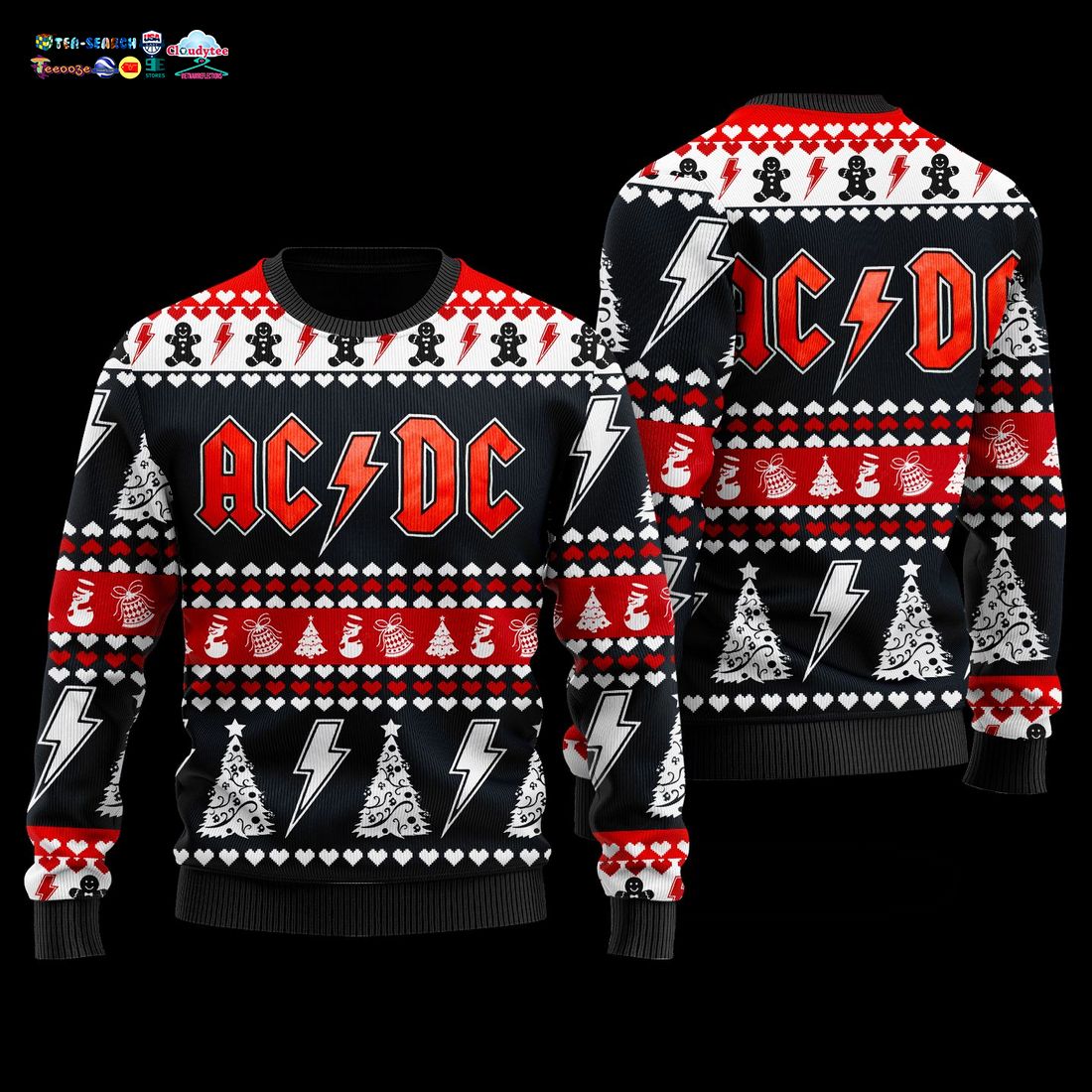 AC DC Ugly Christmas Sweater - You look lazy