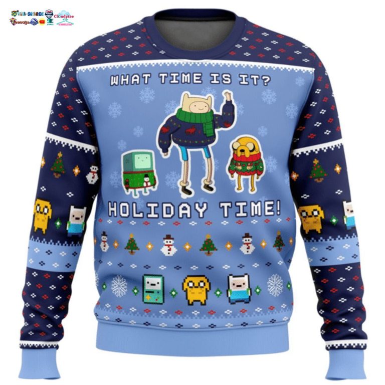 Adventure Time What Time Is It Holiday Time Ugly Christmas Sweater