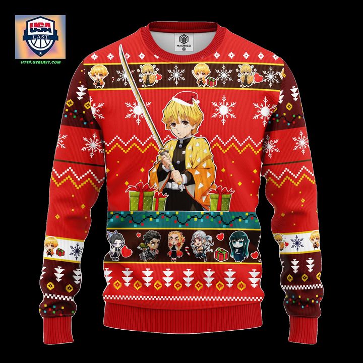 Agatsuma Zenitsu Demon Slayer Anime Ugly Christmas Sweater Red 1 Amazing Gift Idea Thanksgiving Gift – Usalast