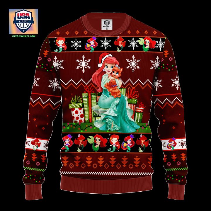 Airel Mermaid Ugly Christmas Sweater Red Brown Amazing Gift Idea Thanksgiving Gift – Usalast