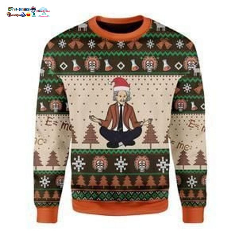 Albert Einstein Yoga Ugly Christmas Sweater - Eye soothing picture dear