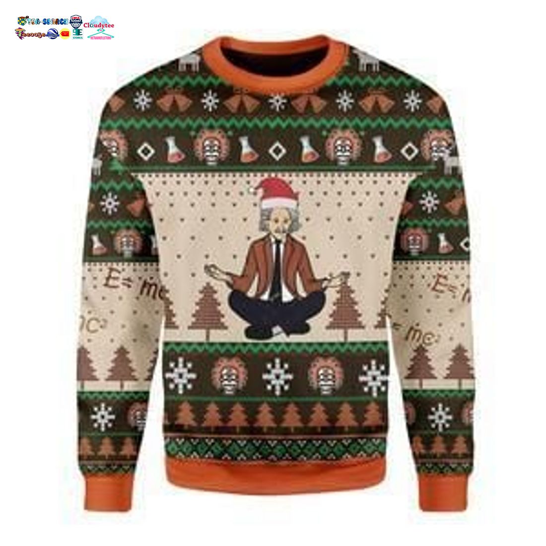 Albert Einstein Yoga Ugly Christmas Sweater