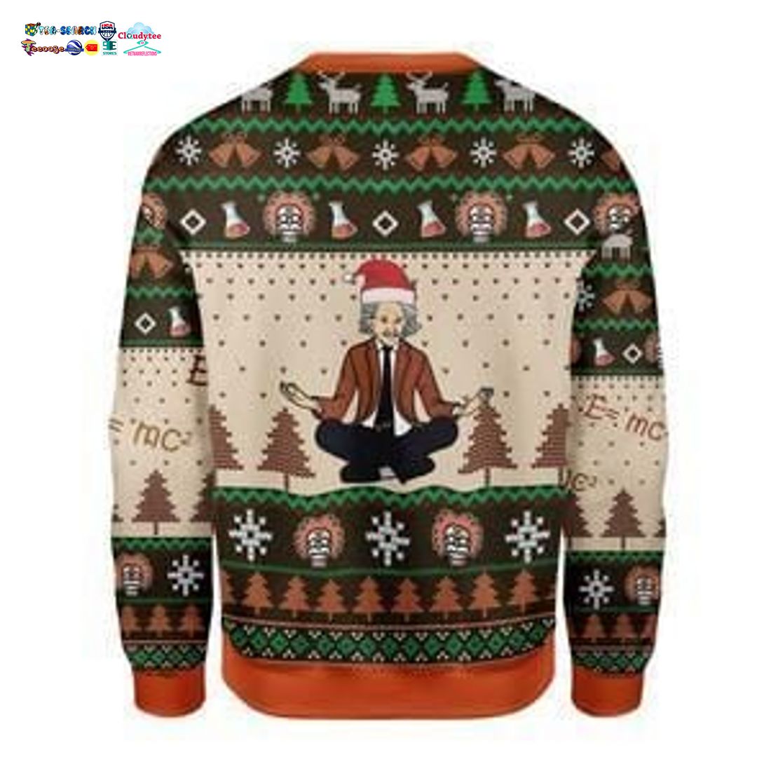 Albert Einstein Yoga Ugly Christmas Sweater