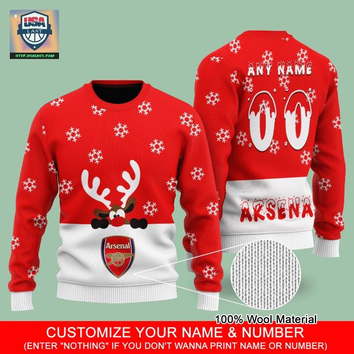 Arsenal FC Reindeer Personalized Ugly Christmas Sweater – Usalast