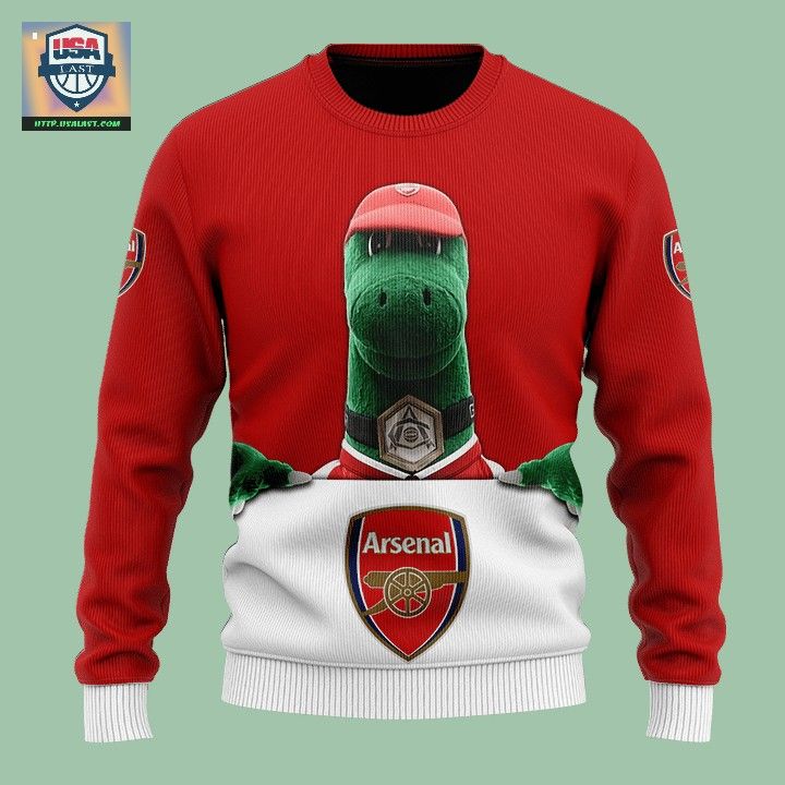 Arsenal Gunnersaurus Personalized Ugly Christmas Sweater - Handsome as usual