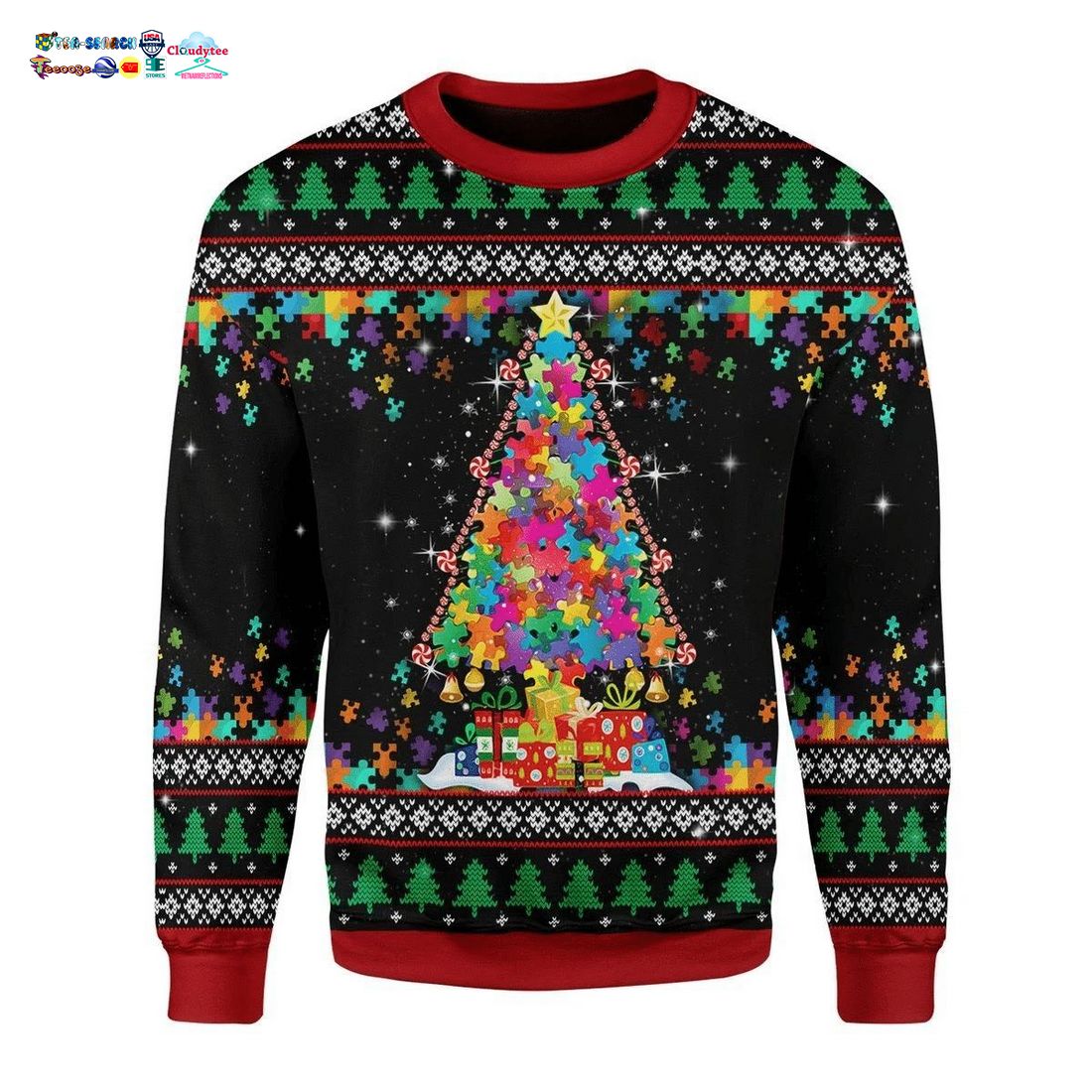 Autism Christmas Tree Ugly Christmas Sweater