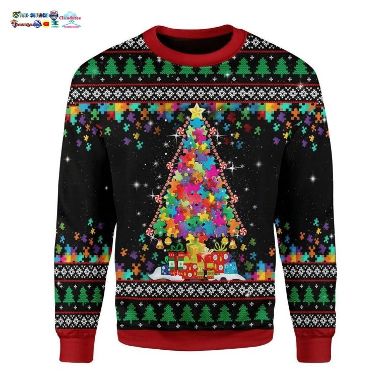 Autism Christmas Tree Ugly Christmas Sweater - Gang of rockstars