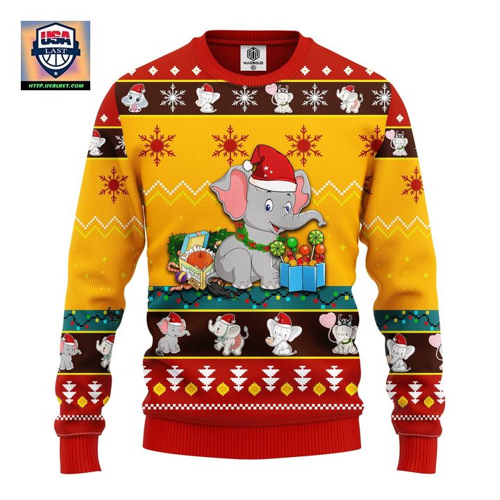 Baby Elephant Ugly Christmas Sweater Yellow Red 1 Amazing Gift Idea Thanksgiving Gift – Usalast