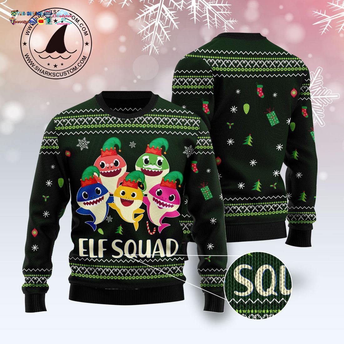 Baby Shark Elf Squad Ugly Christmas Sweater