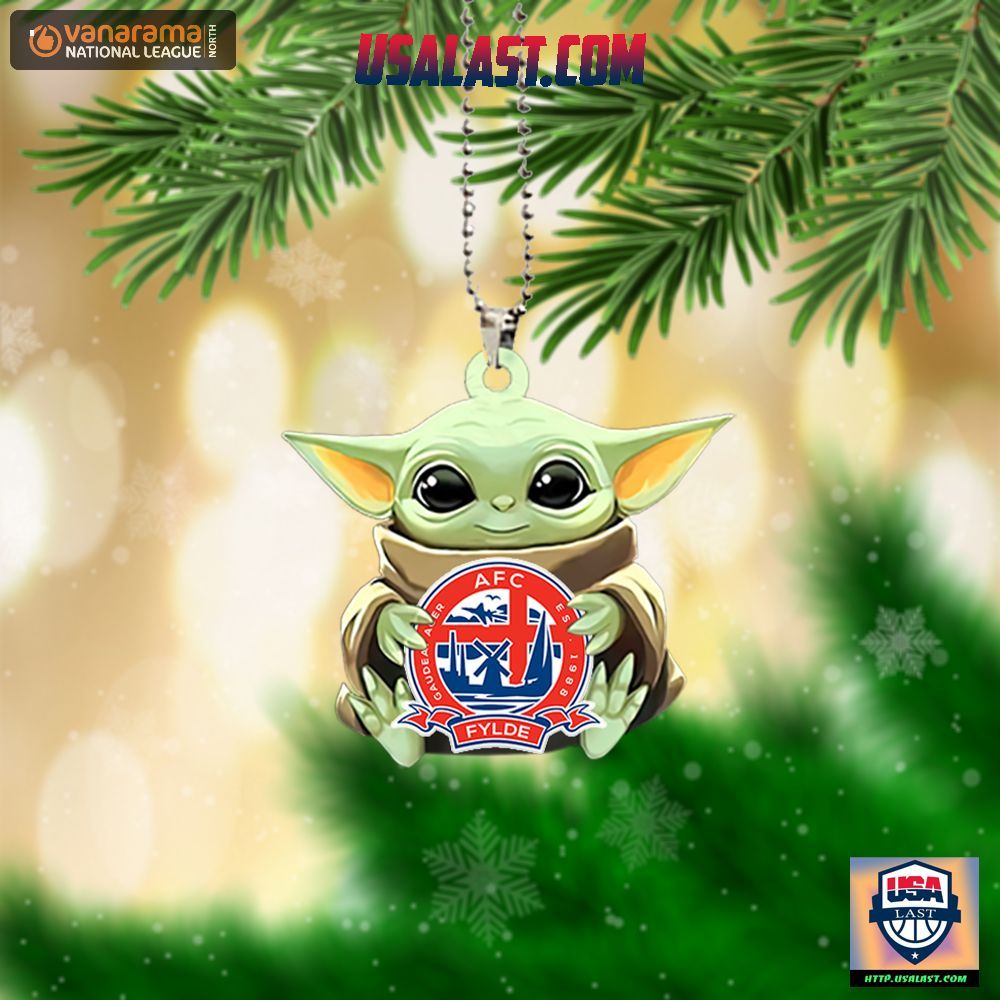 Baby Yoda Hugs AFC Fylde Hanging Ornament - Loving, dare I say?