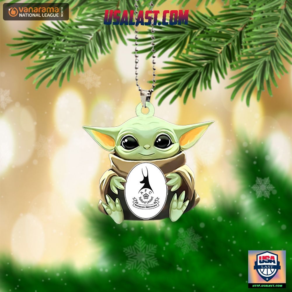 Baby Yoda Hugs AFC Telford United Hanging Ornament - Out of the world