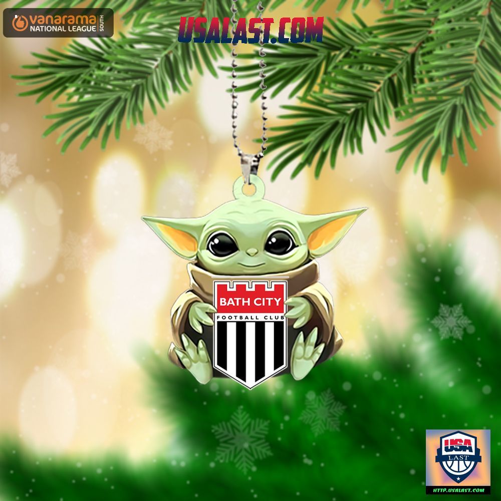 Baby Yoda Hugs Bath City FC Hanging Ornament - Rocking picture