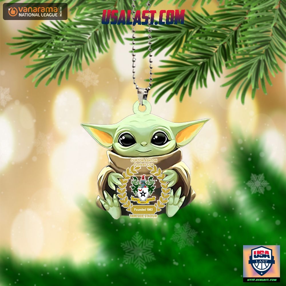 Baby Yoda Hugs Curzon Ashton FC Hanging Ornament - You tried editing this time?
