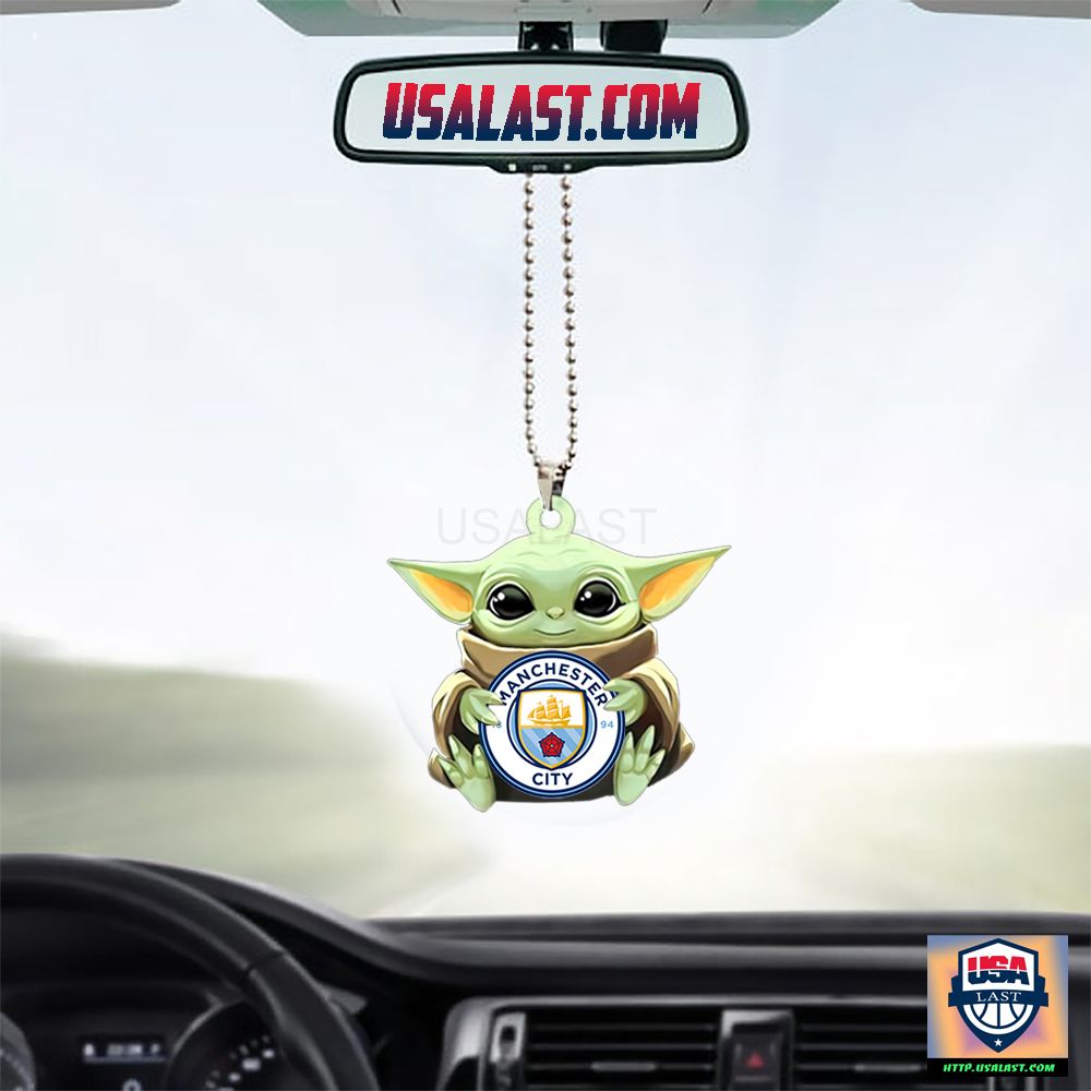 Baby Yoda Hugs Manchester City FC Hanging Ornament – Usalast