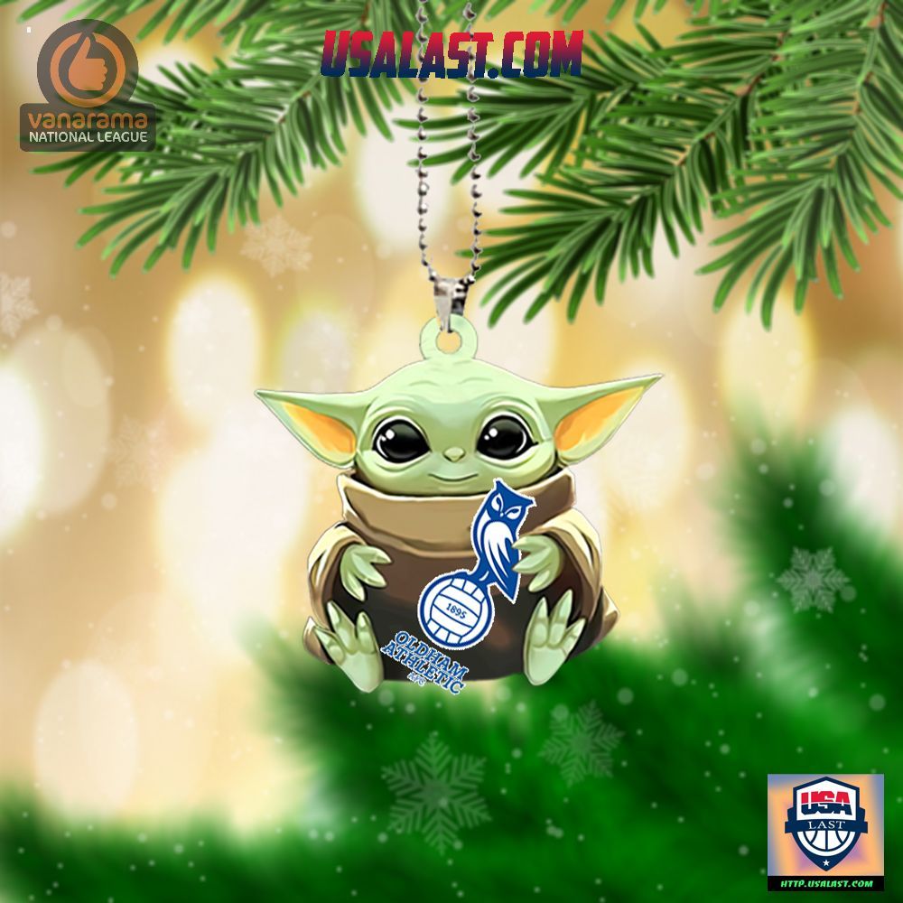 Baby Yoda Hugs Oldham Athletic AFC Hanging Ornament – Usalast