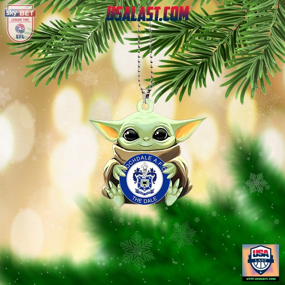 Baby Yoda Hugs Rochdale AFC Hanging Ornament - This place looks exotic.