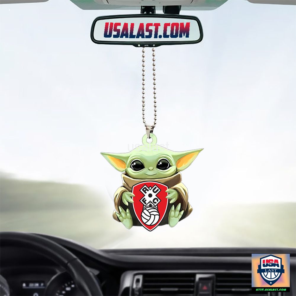 Baby Yoda Hugs Rotherham United FC Hanging Ornament - Rejuvenating picture