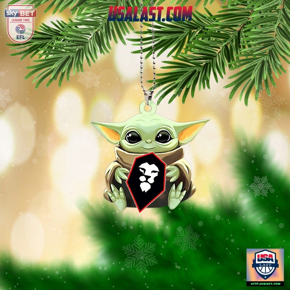 Baby Yoda Hugs Salford City FC Hanging Ornament - I like your hairstyle
