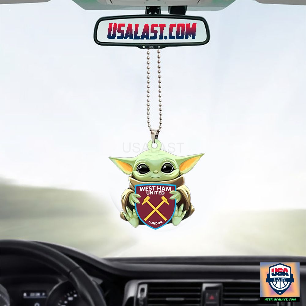 Baby Yoda Hugs West Ham United FC Hanging Ornament – Usalast