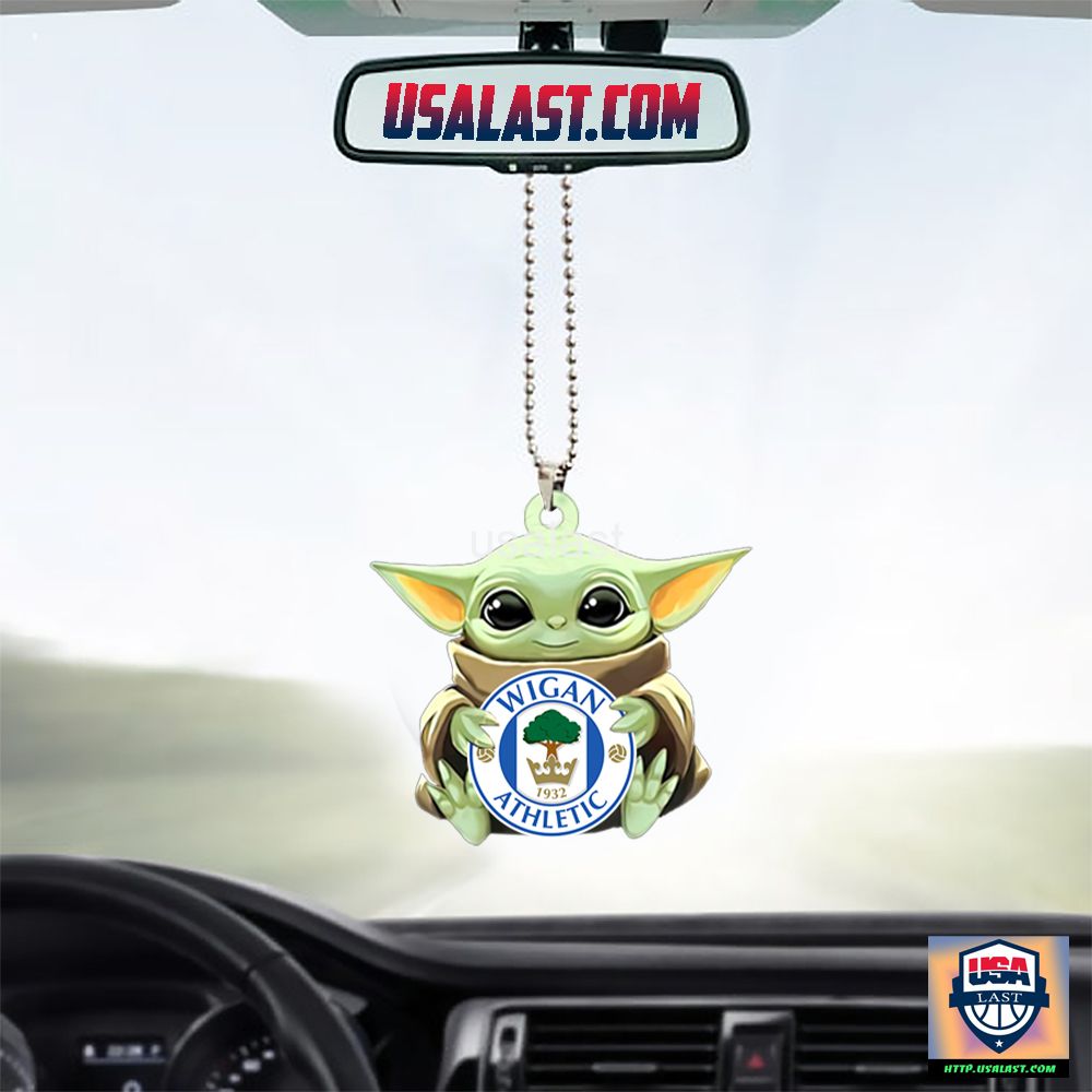 Baby Yoda Hugs Wigan Athletic FC Hanging Ornament – Usalast