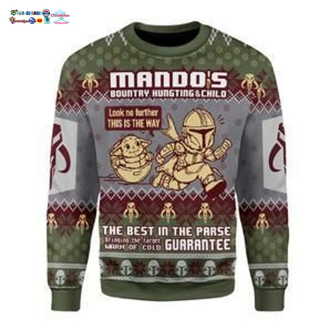 Baby Yoda Mando’s Bountry Hungting & Child Ugly Christmas Sweater