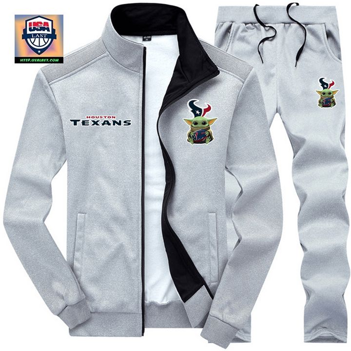 Baby Yoda NFL Houston Texans 2D Tracksuits Jacket - Royal Pic of yours