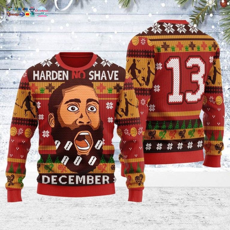 Basketball Harden No Shave December Ugly Christmas Sweater - Cutting dash