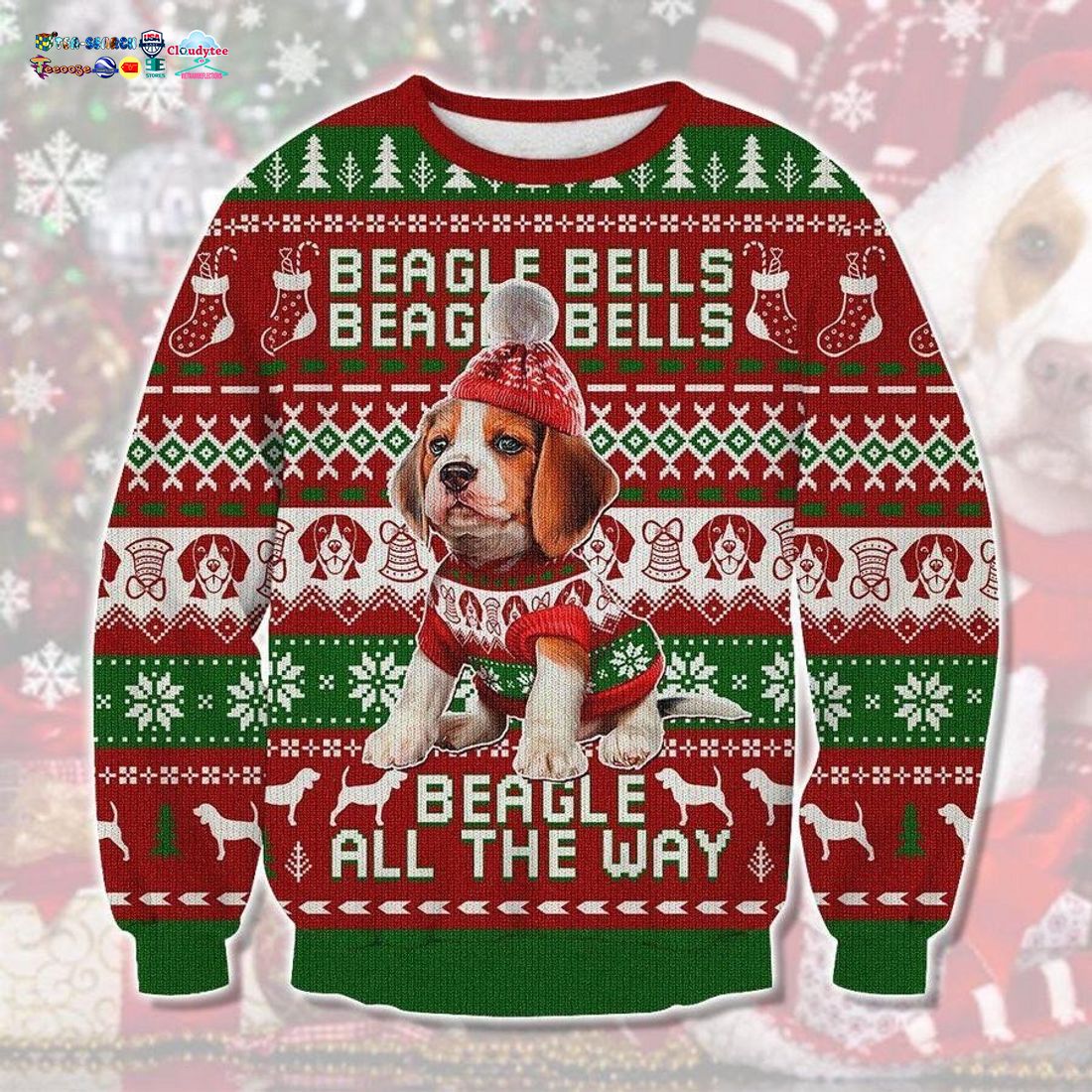 Beagle Bell Beagle Bell Beagle all The Way Ugly Christmas Sweater