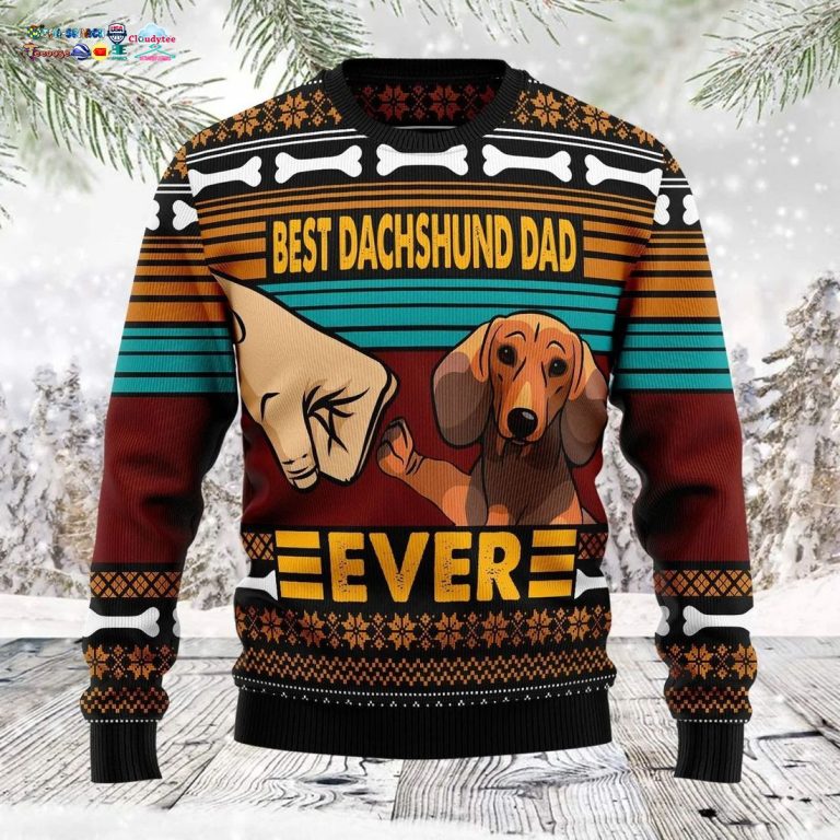 Best Dachshund Dad Ever Ugly Christmas Sweater - Best click of yours
