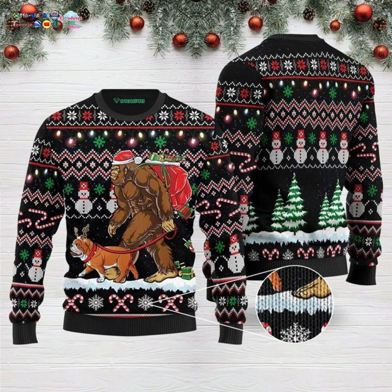 Bigfoot English Bulldog Ugly Christmas Sweater - Royal Pic of yours